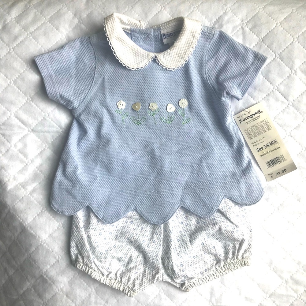 Vintage Buster Brown Baby Girl 2 Piece outfit 3-6m